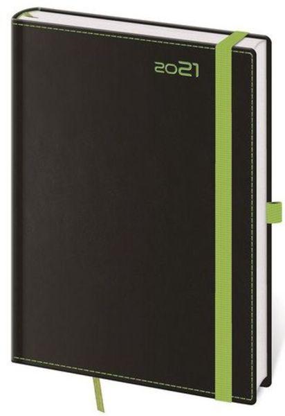 Týdenní diář A5 Black Green s poutkem