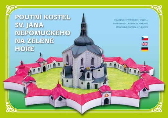 Poutní Kostel sv. Jana Nepomuckého na Zelené hoře stavebnice papírového modelu