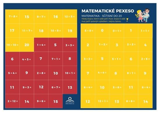 Levně Pexeso Matematika Sčítání v oboru do 20
