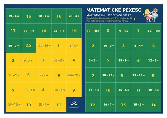 Levně Pexeso Matematika Odečítání v oboru do 20