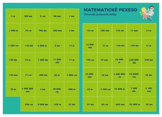 Levně Pexeso Matematika Převody jednotek délky
