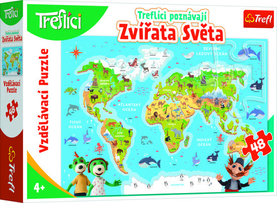 Puzzle Treflíci poznávají zvířátka světa - 15568TRF
