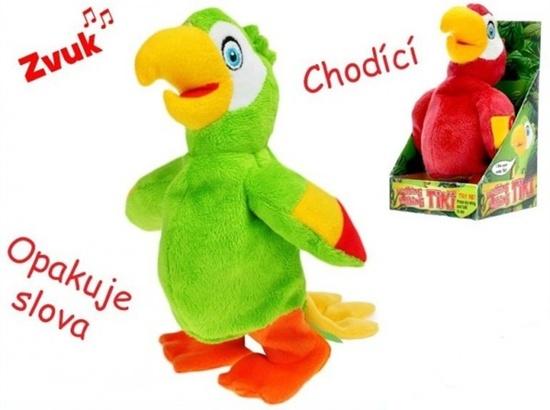 Levně Mikro Papoušek plyšový chodící a opakující slova 20 cm na baterie