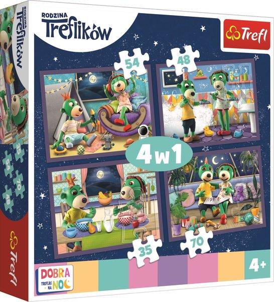 Puzzle Dobrou noc, Treflíci: Večerní rituály 4v1 (35,48,54,70 dílků) - 34370