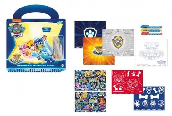 Lowlands Kreativní kniha se šablonami Tlapková patrola/Paw Patrol + 3ks propisek 23x26cm