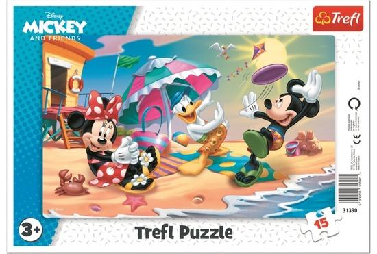 Levně TREFL Puzzle Mickey a Minnie: Zábava na pláži 15 dílků