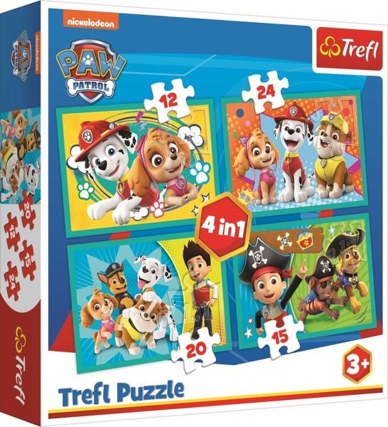 Levně TREFL Puzzle Tlapková patrola: Šťastný tým 4v1 (12,15,20,24 dílků)