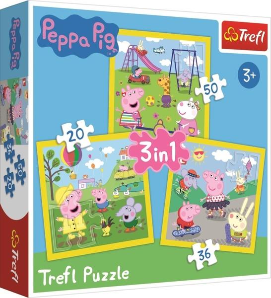 TREFL Puzzle Prasátko Peppa 3v1 (20,36,50 dílků) - 34849TRF