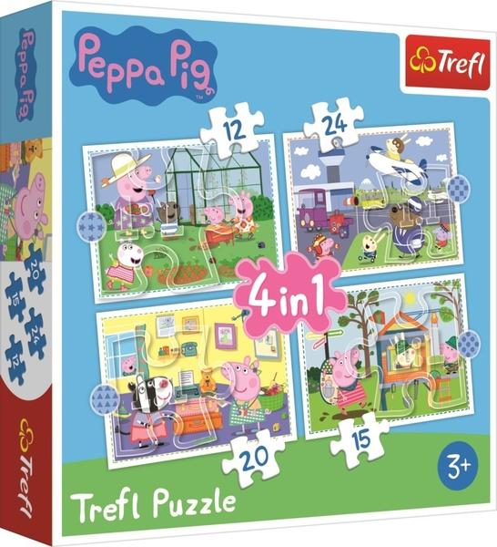 TREFL Puzzle Prasátko Peppa: Vzpomínky na prázdniny 4v1 (12,15,20,24 dílků) - 34359