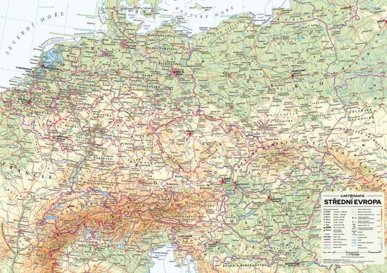 Levně Střední Evropa nástěnná obecně zeměpisná mapa