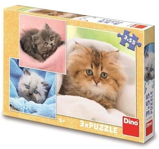 DINO Puzzle Roztomilá koťátka 3x55 dílků - 335363
