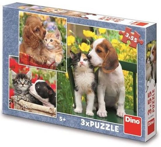 DINO Puzzle Zvířecí kamarádi 3x55 dílků - 335370