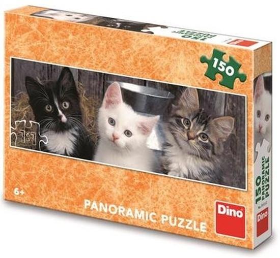 Levně DINO Panoramatické puzzle Tři koťátka 150 dílků