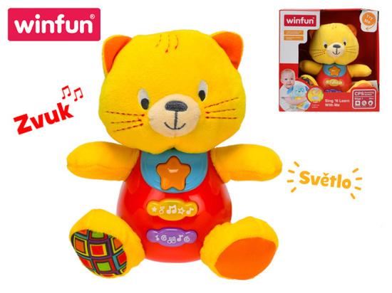 Levně Winfun Sedící kočička 18 cm se světlem a zvukem