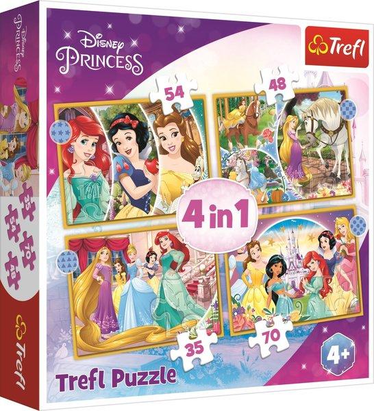 TREFL Puzzle Disney princezny: Šťastný den 4v1 (35,48,54,70 dílků) - 34385