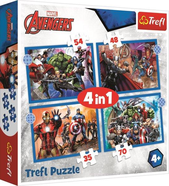 TREFL Puzzle Stateční Avengers 4v1 (35,48,54,70 dílků) - 34386