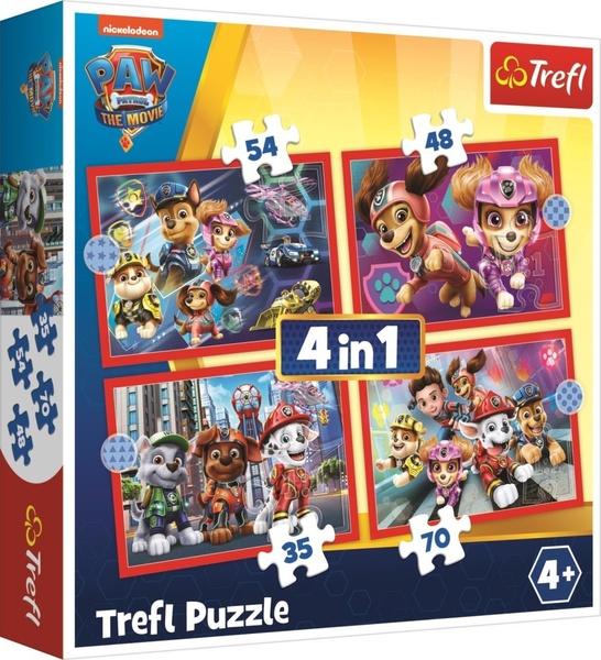 TREFL Puzzle Tlapková patrola ve městě 4v1 (35,48,54,70 dílků) - 34374TRF