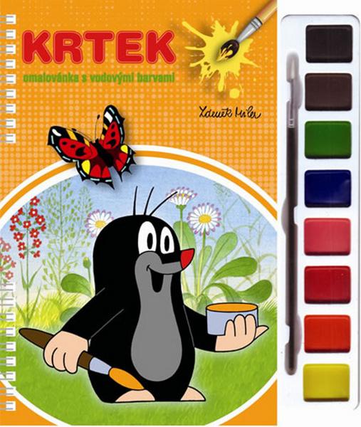Levně Omalovánky s vodovými barvami a štětcem Krtek