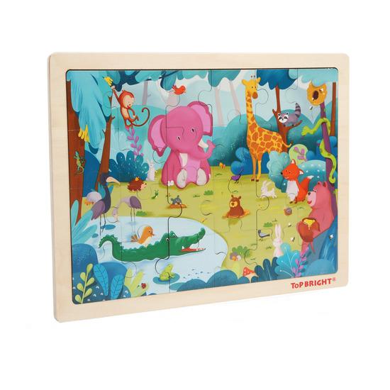 Dřevěné puzzle divoká zvížátka v lese - 120394