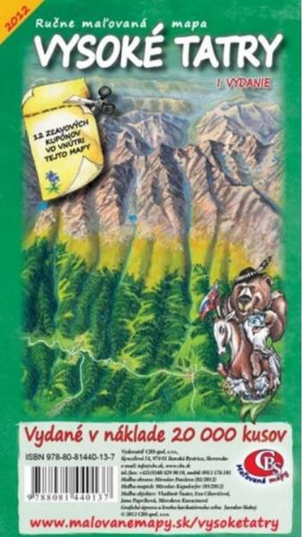 Ručne maľovaná mapa Vysoké Tatry - 9788081440137