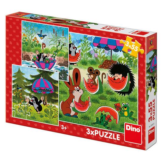 Levně Dino KRTEK a paraplíčko skládačka Krteček 3 x 55 dílků