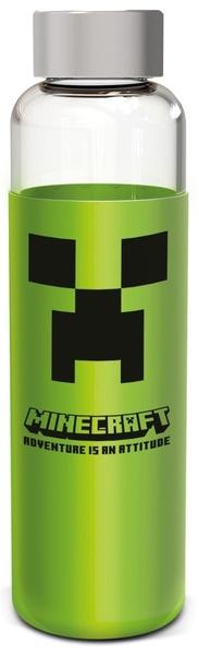 Levně Skleněná láhev s návlekem Minecraft 585 ml