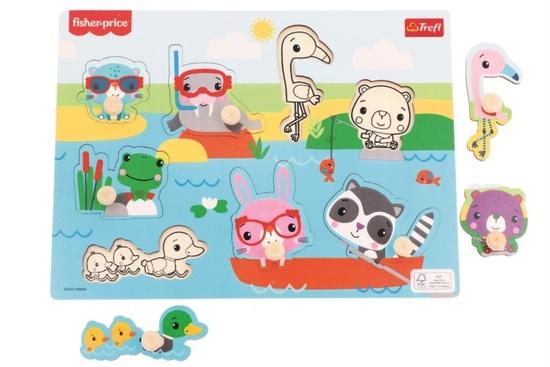 Levně TREFL Dřevěná vkládačka Fisher Price Zvířátka u vody
