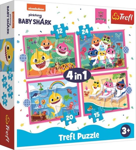 TREFL Puzzle Baby Shark: Rodina 4v1 (12,15,20,24 dílků) - 34378