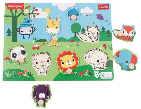 TREFL Dřevěná vkládačka Fisher Price Divoká zvířátka - 61535