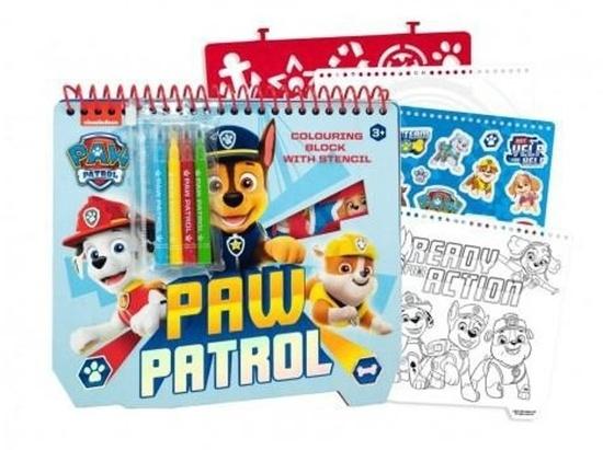 Blok + fixy 4ks se šablonami se samolepkami Paw Patrol/Tlapková patrola