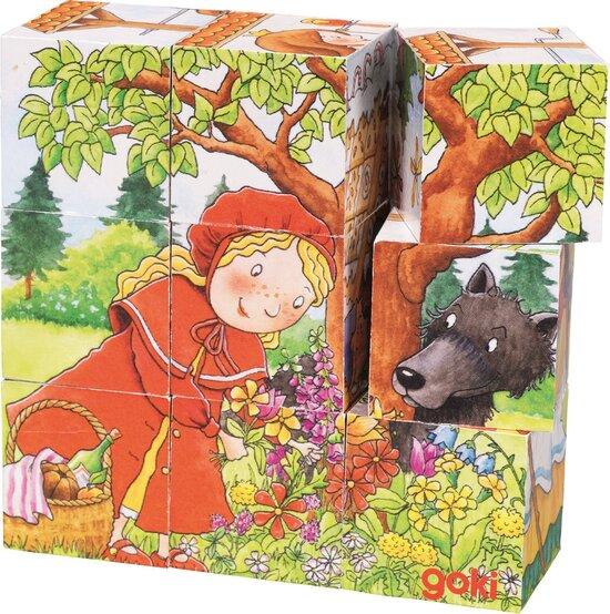 GOKI Dřevěné kostky Pohádky, 9 kostek - 57542
