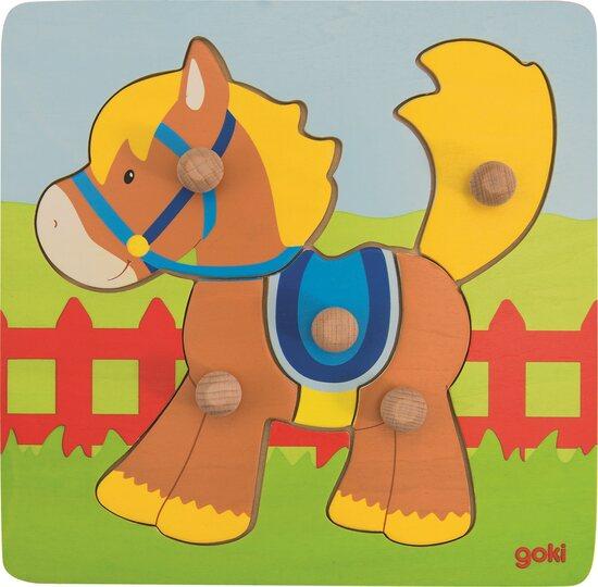 GOKI Dřevěné puzzle Koník 5 dílků - 57555