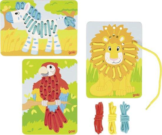 GOKI Provlékací obrázky - papoušek, lev a zebra - 58686