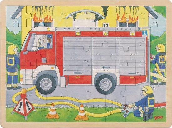 GOKI Vícevrstvé dřevěné puzzle Hasiči při práci 59 dílků - 57416
