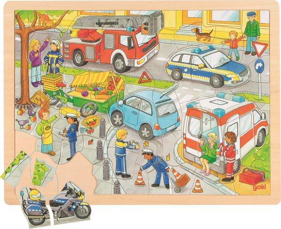 GOKI Dřevěné puzzle Policie 56 dílků - 57429