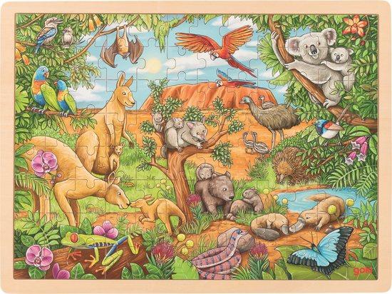GOKI Dřevěné puzzle Australská zvířata 96 dílků - 57441