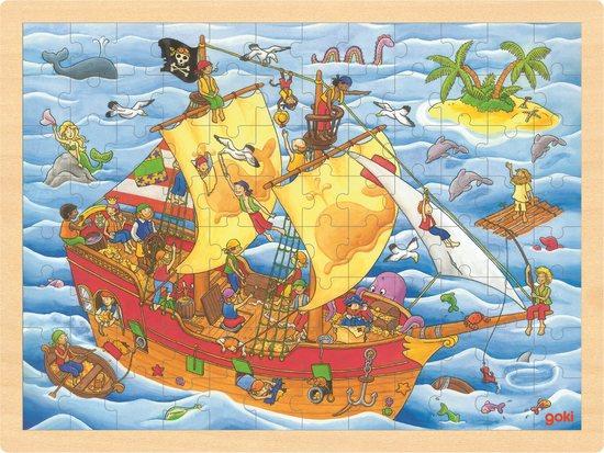 GOKI Dřevěné puzzle Piráti 96 dílků - 57831
