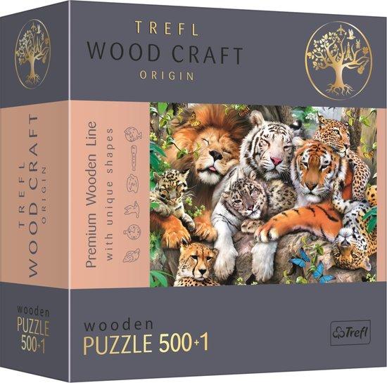 TREFL Wood Craft Origin puzzle Divoké kočky v džungli 501 dílků - 20152