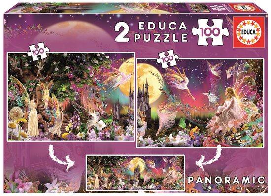 EDUCA Puzzle Panorama Pohádkové víly 2x100 dílků - 19291