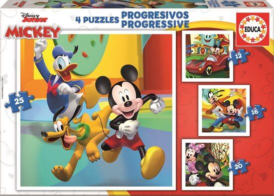 EDUCA Puzzle Mickey a přátelé 4v1 (12,16,20,25 dílků) - 19294