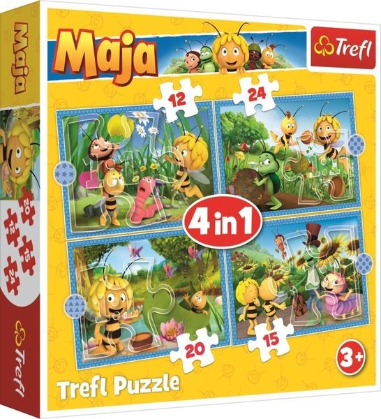 TREFL Puzzle Včelka Mája: Dobrodružství 4v1 (12,15,20,24 dílků) - 34356
