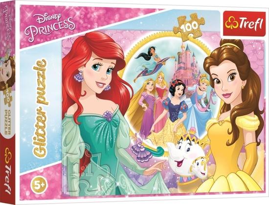 TREFL Třpytivé puzzle Disney princezny 100 dílků - 14819