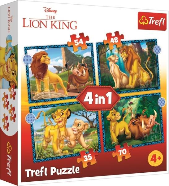 TREFL Puzzle Dobrodružství Lvího krále 4v1 (35,48,54,70 dílků) - 34605
