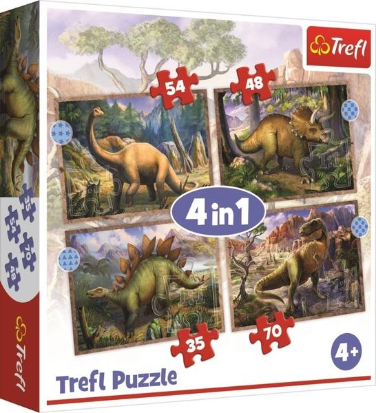 TREFL Puzzle Zajímaví dinosauři 4v1 (35,48,54,70 dílků) - 34383