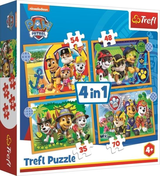 TREFL Puzzle Tlapková patrola: Prázdniny 4v1 (35,48,54,70 dílků) - 34395TRF