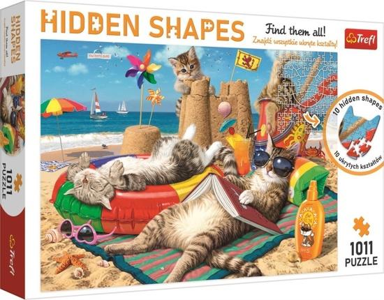 Levně TREFL Puzzle Hidden Shapes: Kočičí prázdniny 1011 dílků
