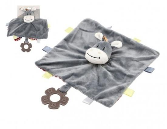 Teddies Osel/Oslík usínáček chrastítko plyš 20 cm na kartě v sáčku