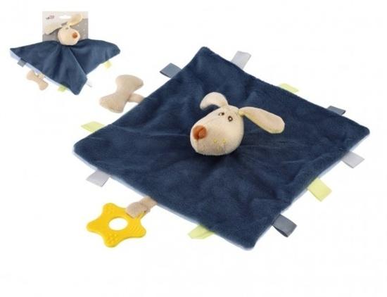 Teddies Pes/Pejsek usínáček chrastítko plyš 20 cm na kartě v sáčku