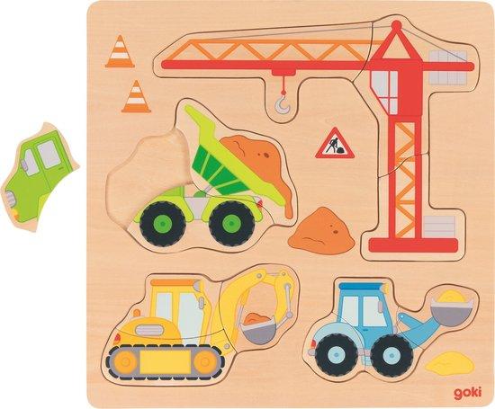 GOKI Dřevěné vkládací puzzle Na stavbě - 57439