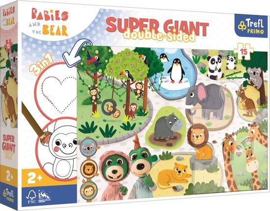 Oboustranné puzzle Treflíci a mláďata v ZOO SUPER GIANT 15 dílků - 42000